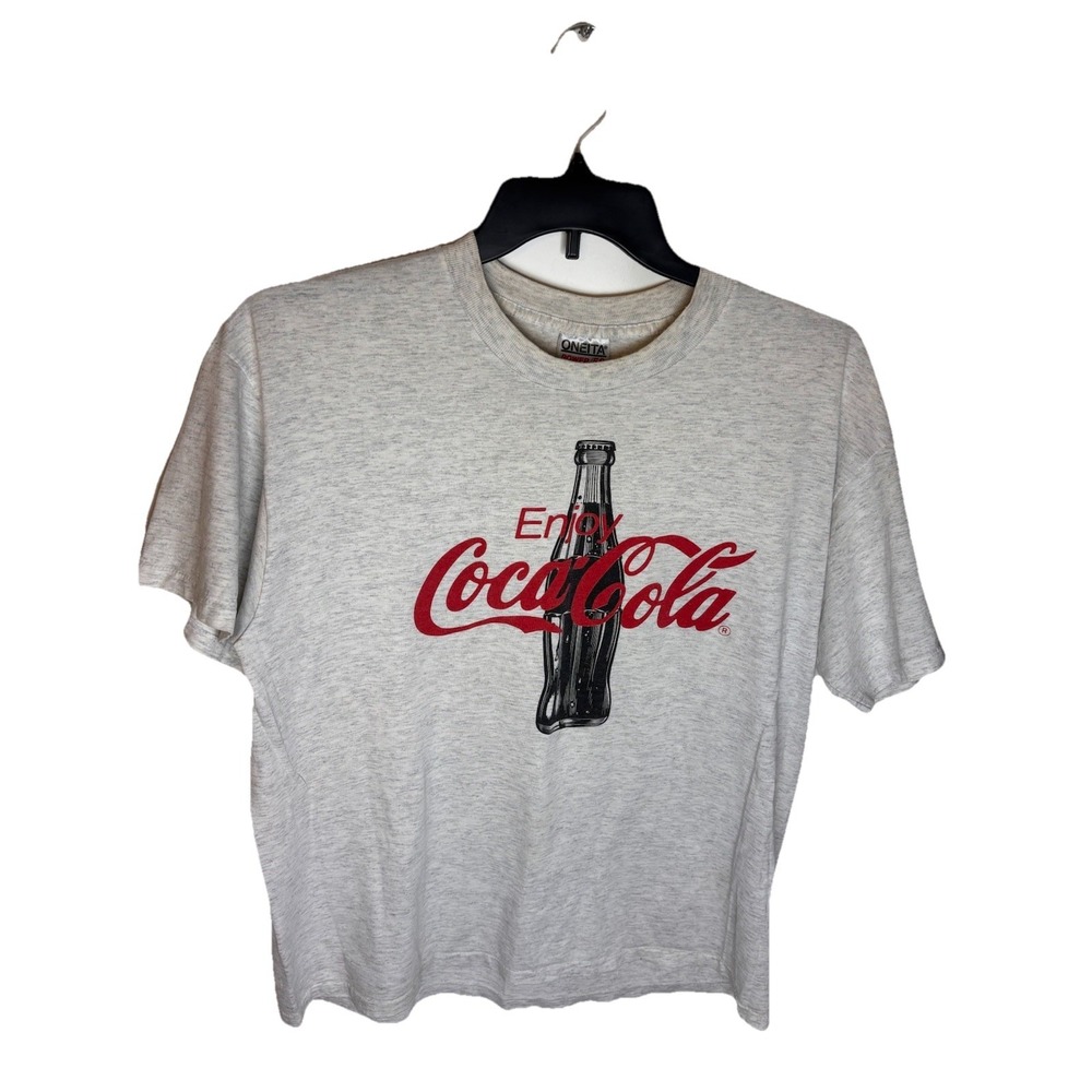 VTG 90sβ Oneita Enjoy Coca Cola Logo Made In USA Single Stitch T Shirt Size XL